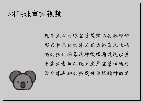 羽毛球宣誓视频
